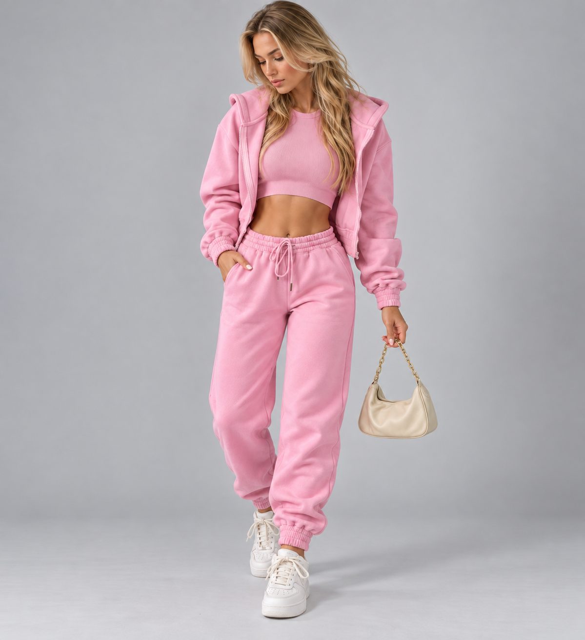 Long Sleeve Zip-Up Jogger Set for Women - View 4