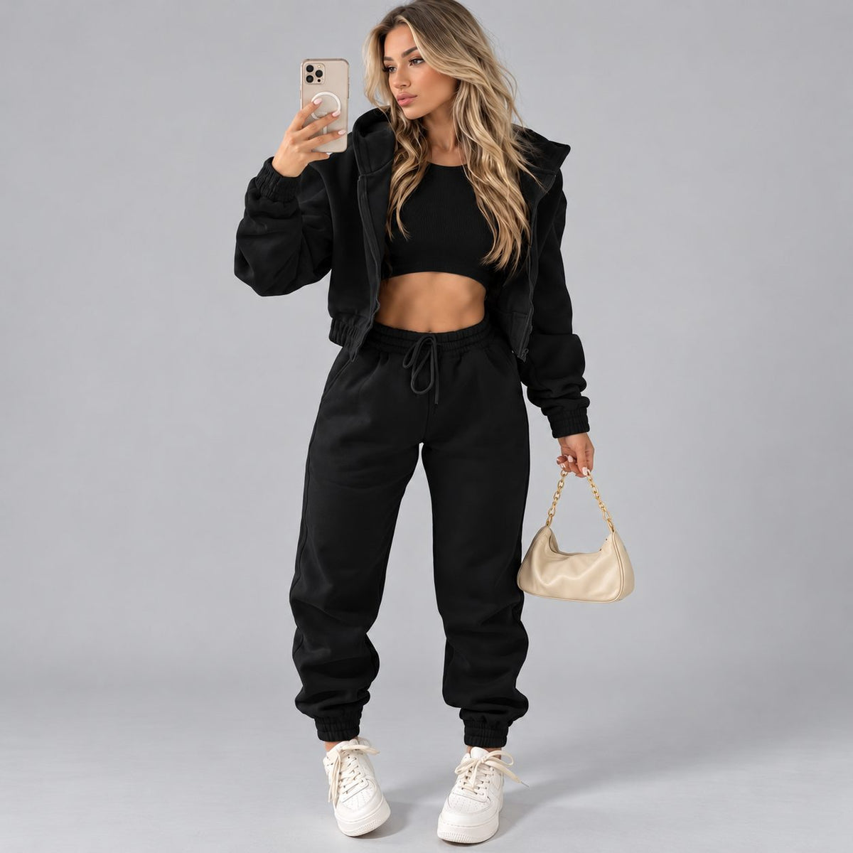 Long Sleeve Zip-Up Jogger Set for Women - View 5