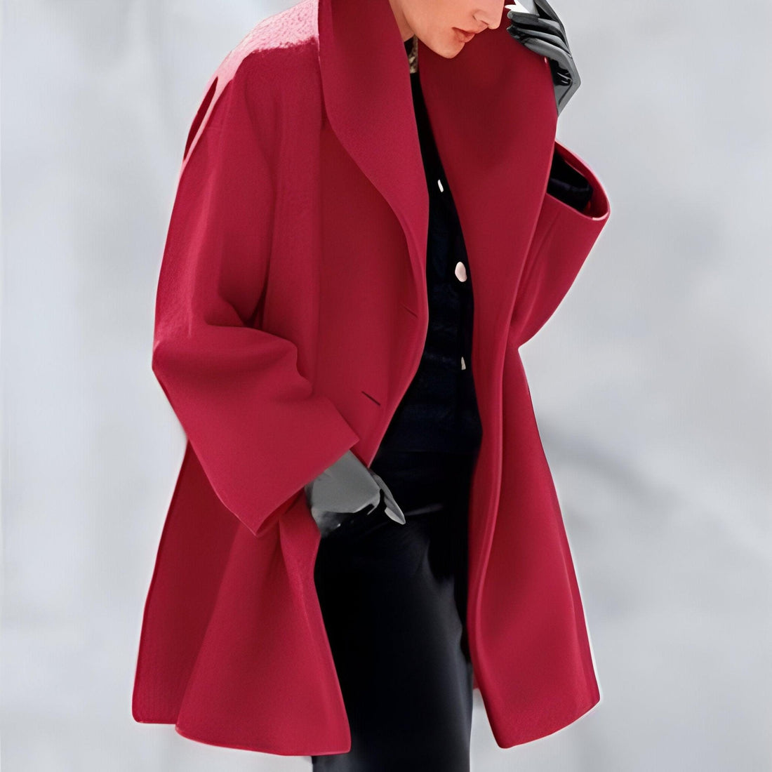 Long Wool Overcoat with Button Closure for Women