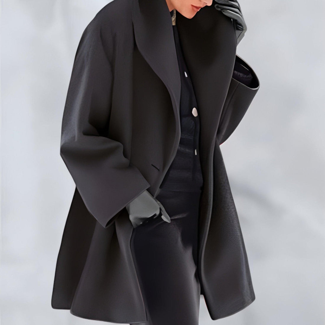 Long Wool Overcoat with Button Closure for Women