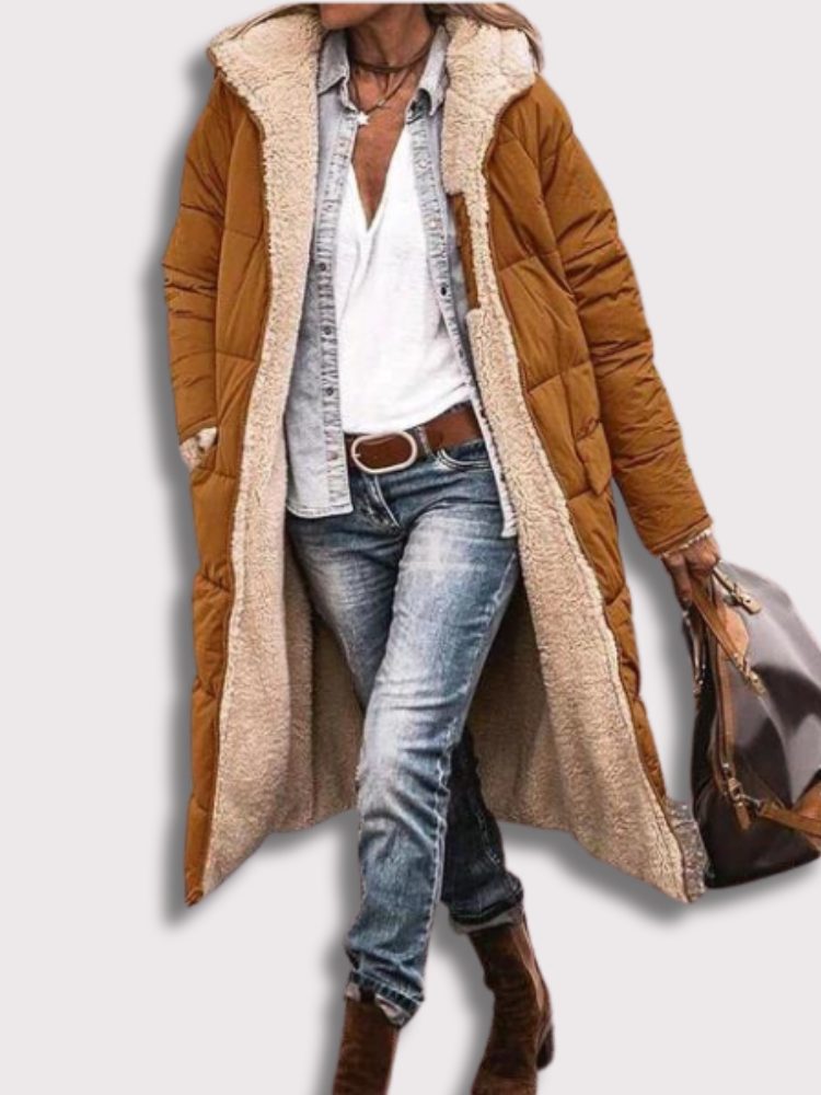 Longline Fleece-Lined Puffer Jacket for Women