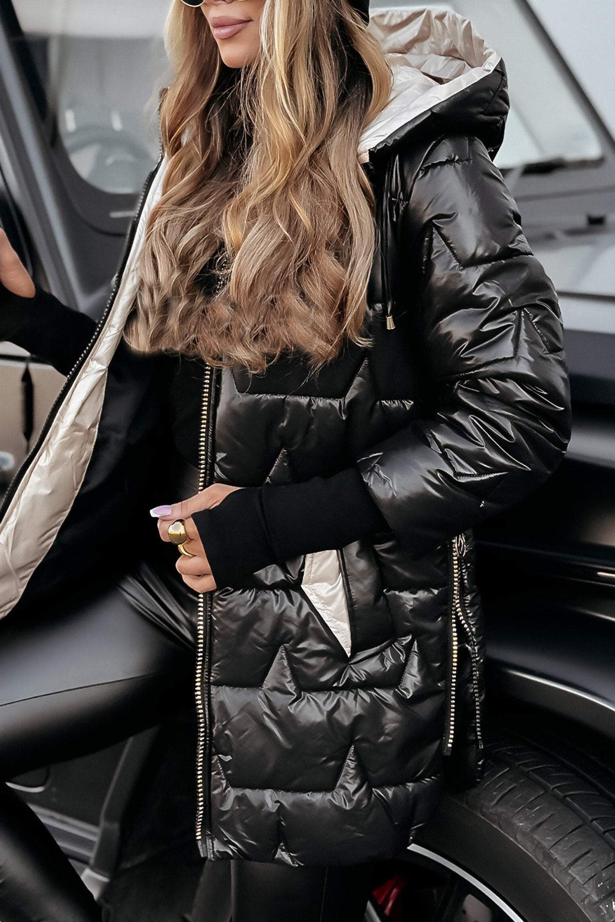 Longline Puffer Jacket for Women - View 2