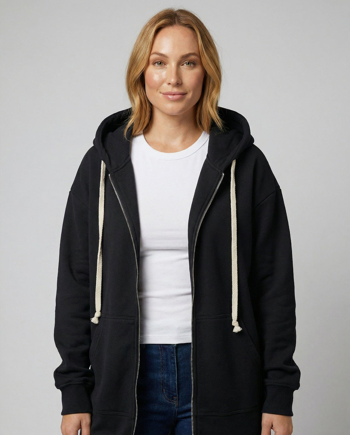 Longline Zip-Up Hoodie for Women - View 2