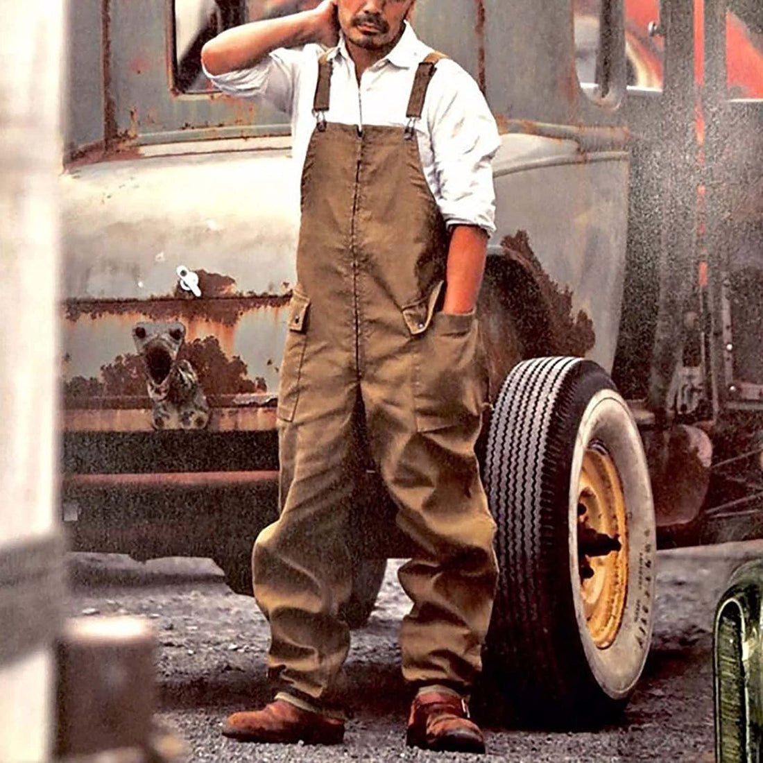 Loose-Fitting Dungarees with Side Pockets for Women