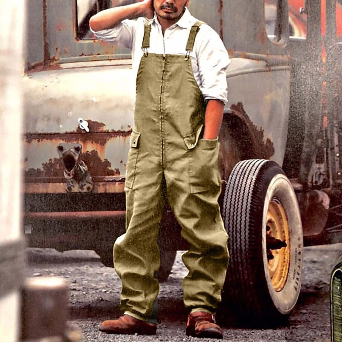 Loose-Fitting Dungarees with Side Pockets for Women