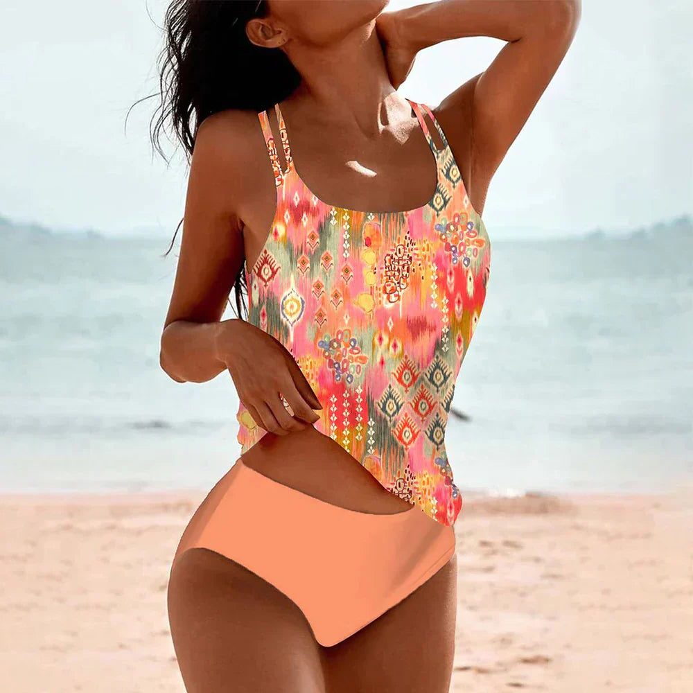 Mandala Print One-Piece Swimsuit with Cut-Out for Women