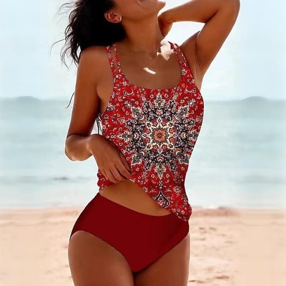 Mandala Print One-Piece Swimsuit with Cut-Out for Women