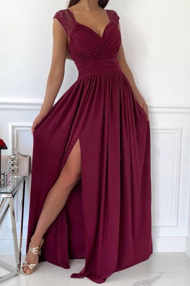 Maxi Dress with V-Neck and Ruffle Details for Women