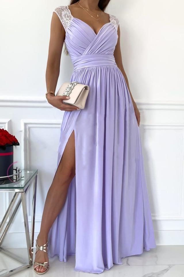 Maxi Dress with V-Neck and Ruffle Details for Women