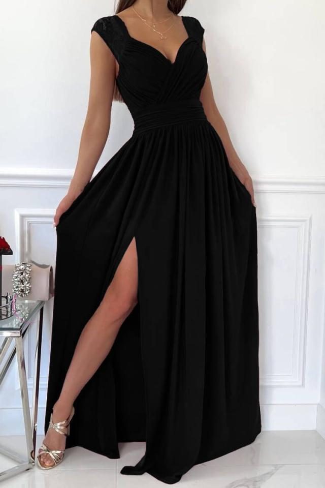 Maxi Dress with V-Neck and Ruffle Details for Women