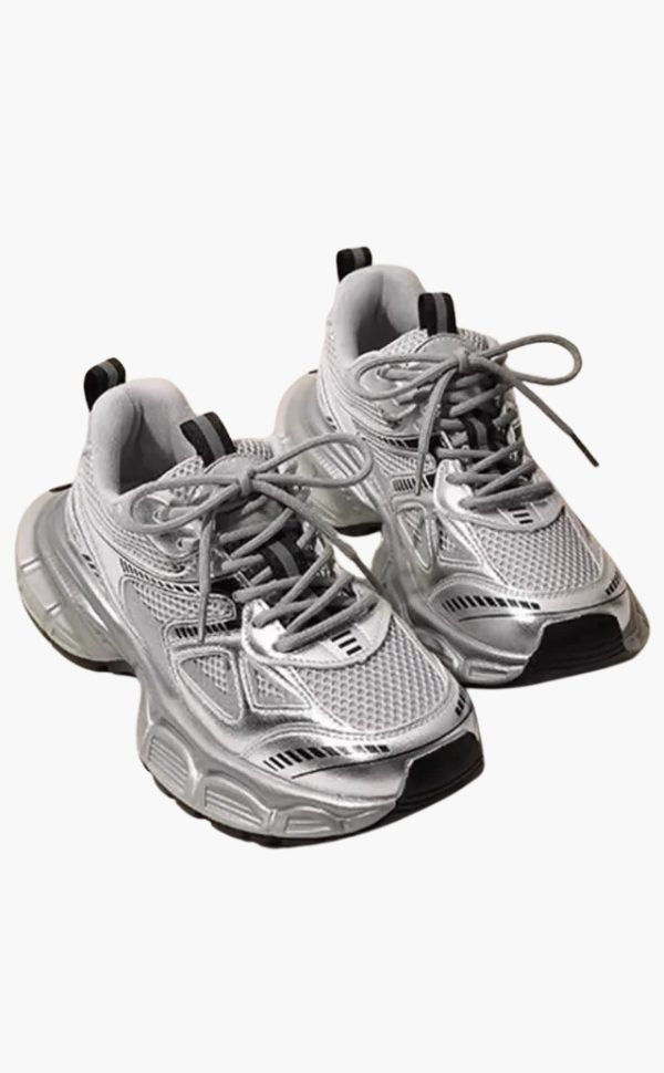 Mesh Chunky Sneakers with Lace-Up for Women