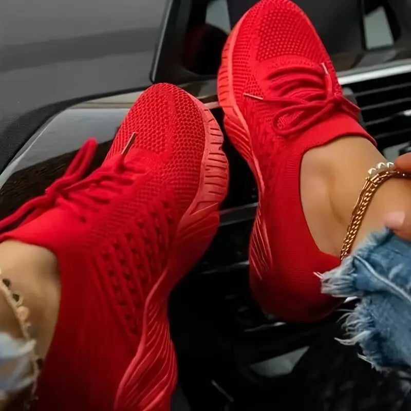 Mesh Knit Lace-Up Sneakers for Women