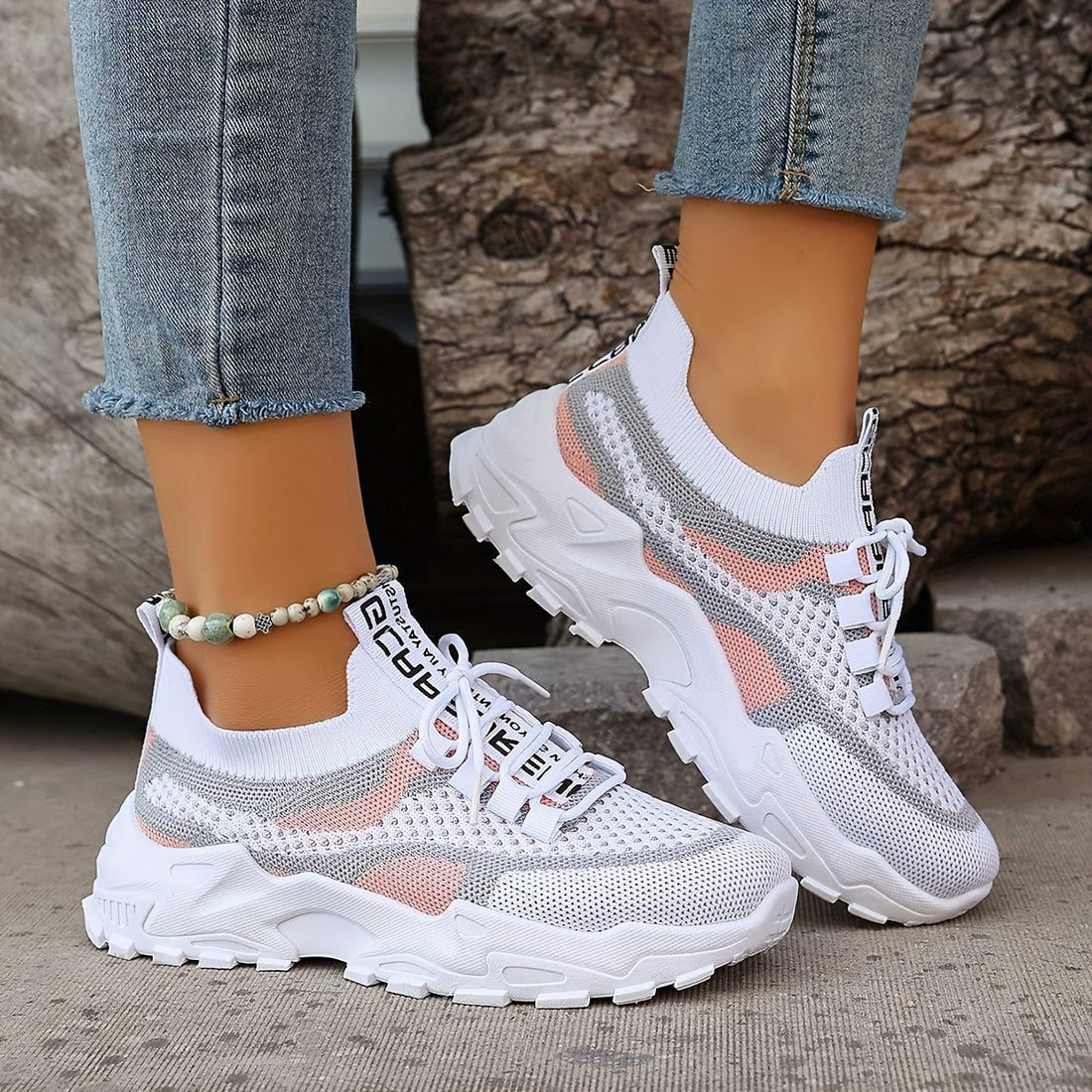 Mesh Knit Slip-On Sneakers for Women