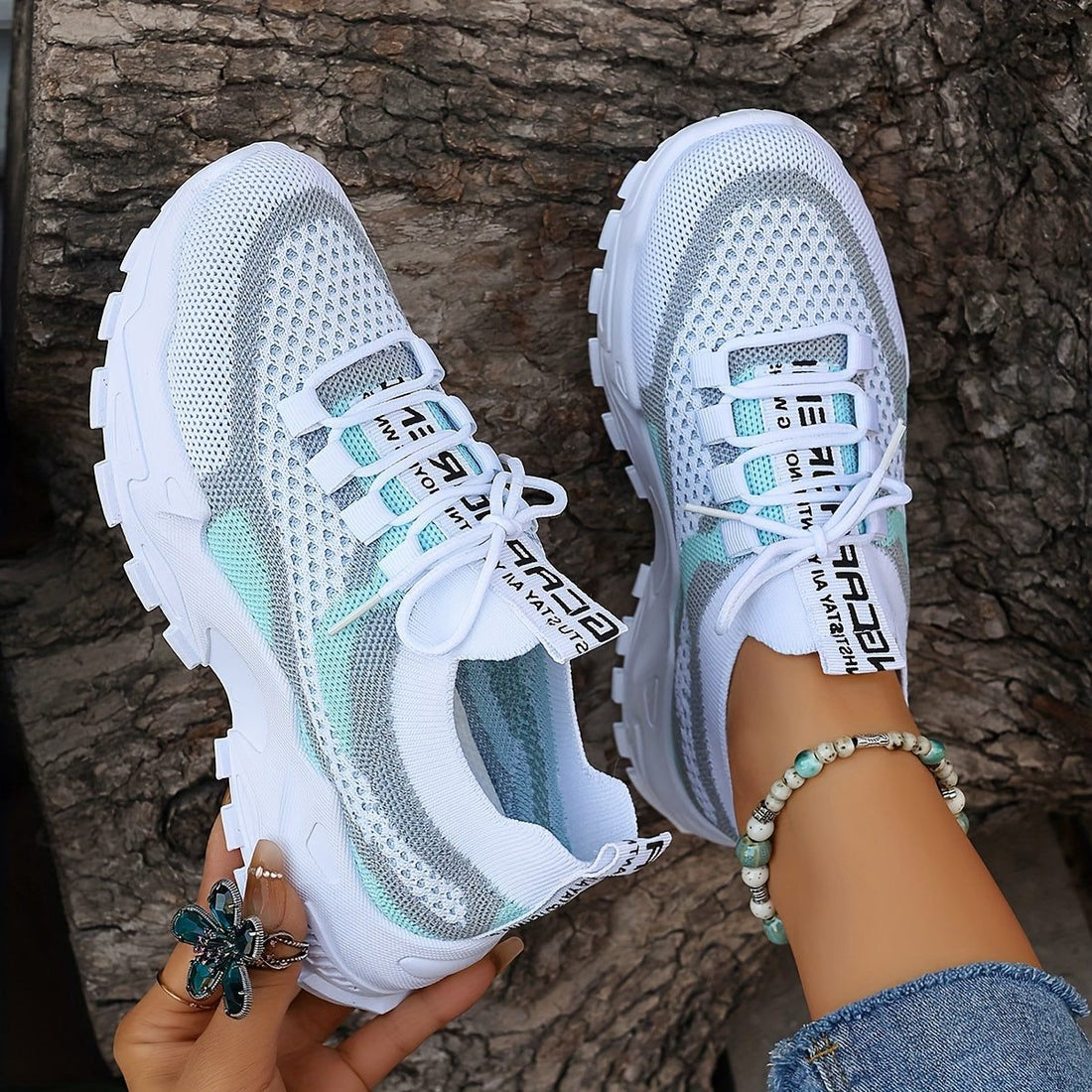 Mesh Knit Slip-On Sneakers for Women