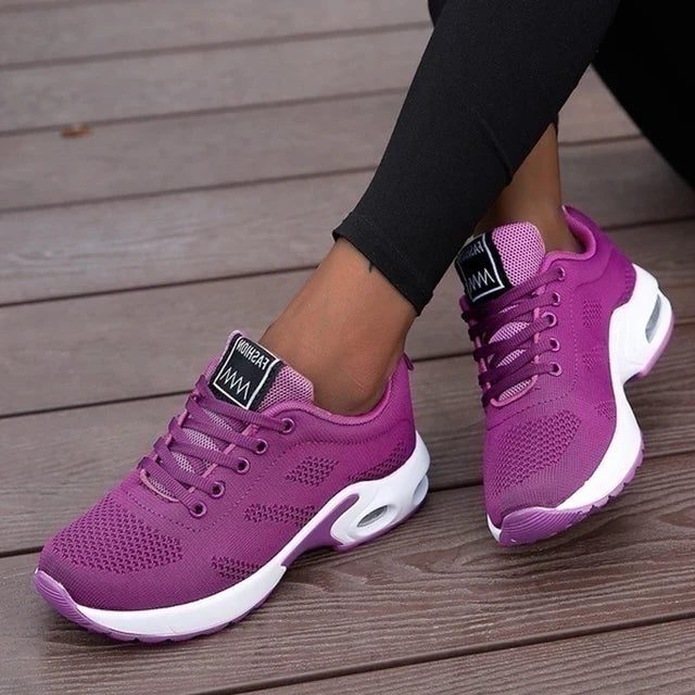 Mesh Running Sneakers with Lace-Up for Women