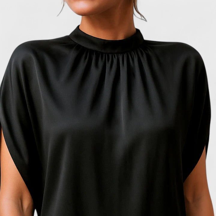 Mock Neck Short Sleeve Shift Dress for Women - View 4