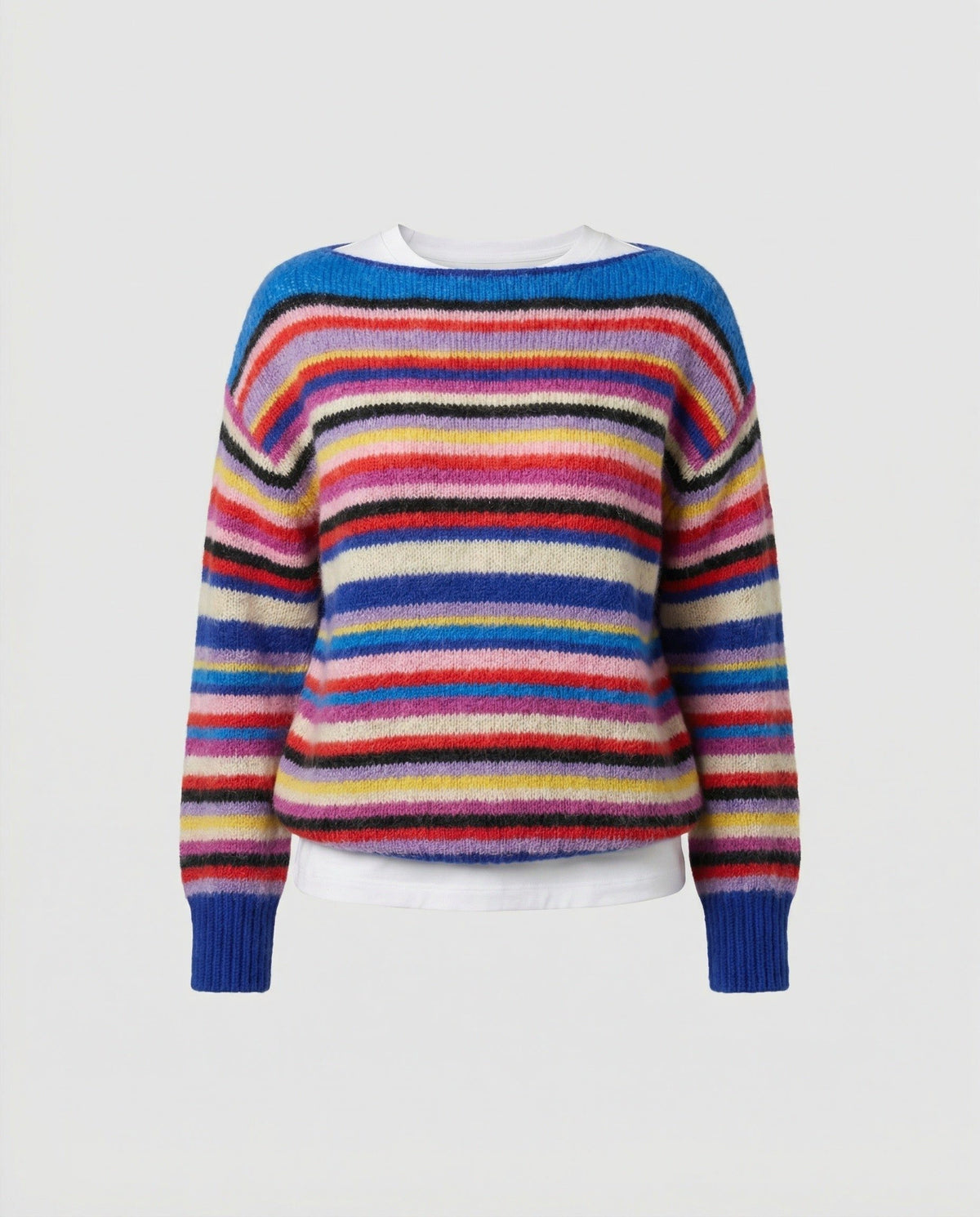 Multicolor Striped Crew Neck Sweater for Women - View 3