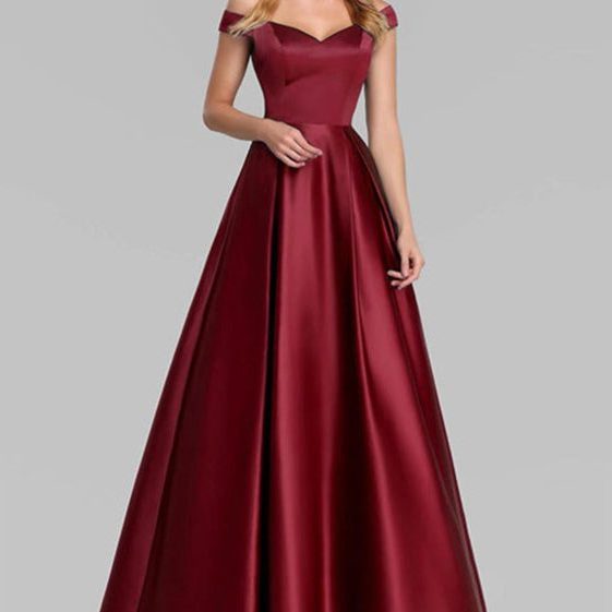Off-Shoulder A-Line Satin Maxi Dress for Women