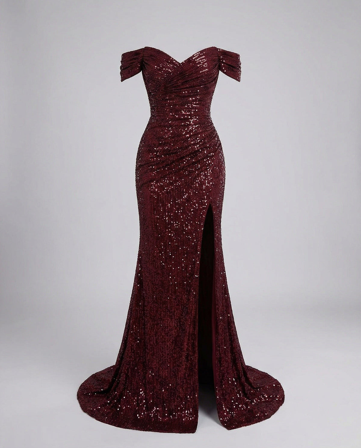 Off-Shoulder Sequin Maxi Dress with Slit for Women - View 16