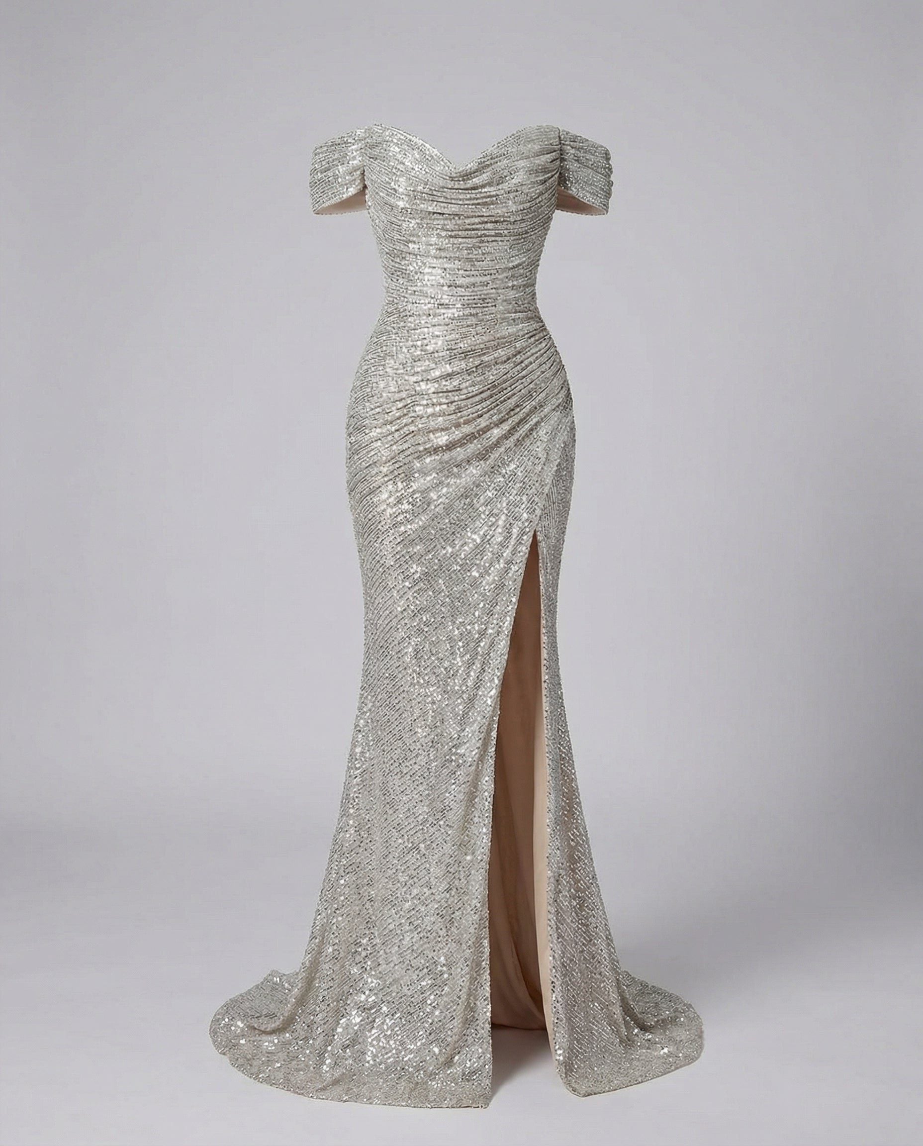 Off-Shoulder Sequin Maxi Dress with Slit for Women - View 17