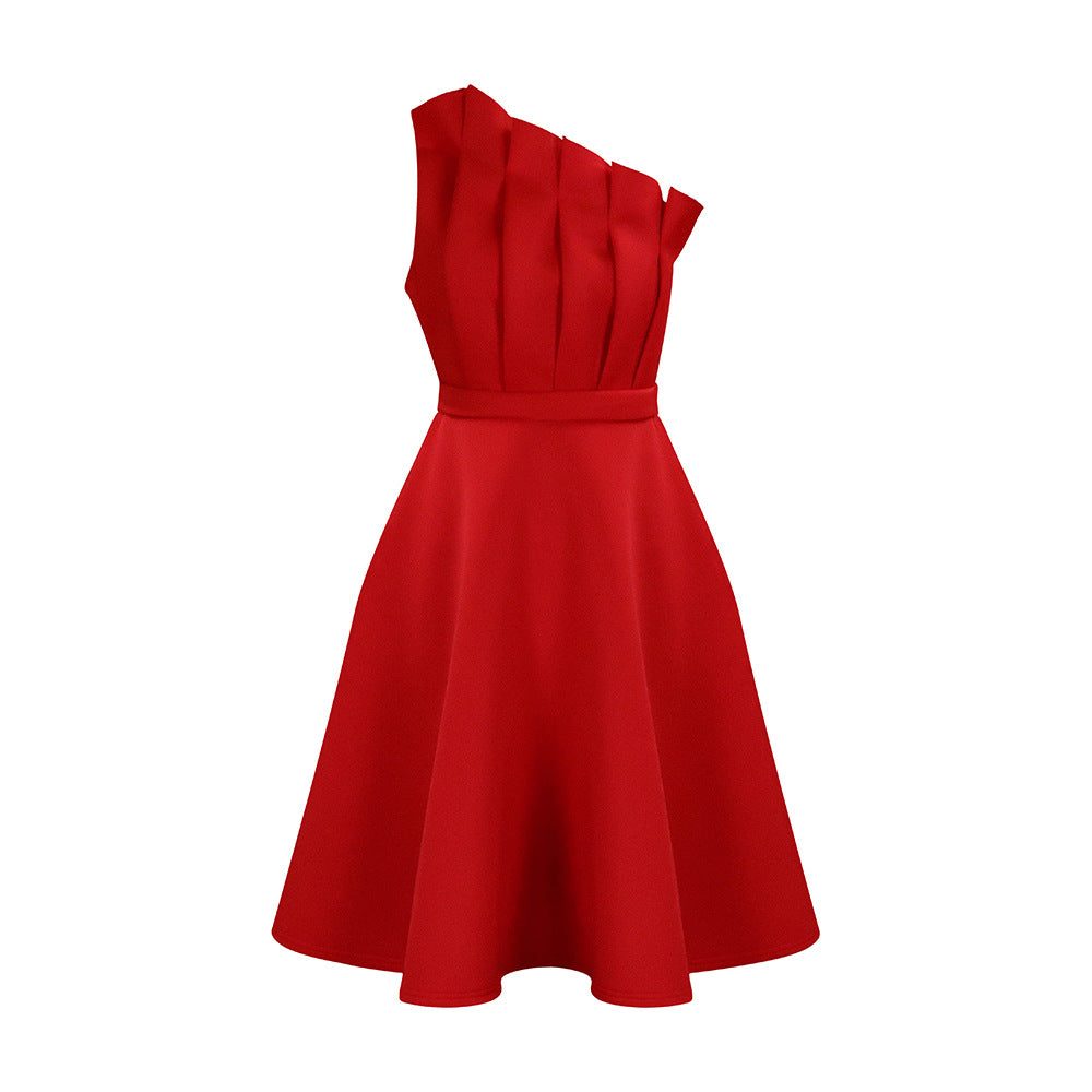 One-Shoulder A-Line Midi Dress for Women