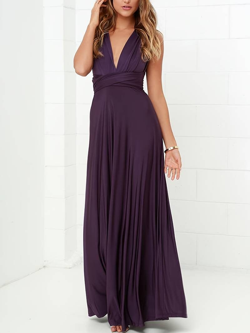 One-Shoulder Wrap Maxi Dress for Women - Violet