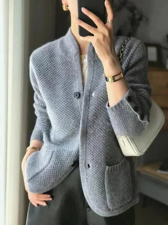 Oversized Button-Down Cashmere Cardigan for Women