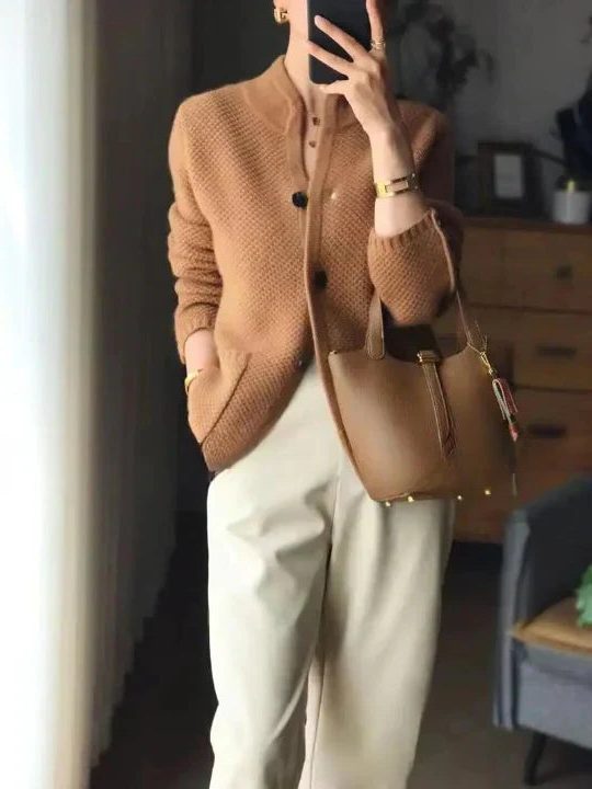 Oversized Button-Down Cashmere Cardigan for Women