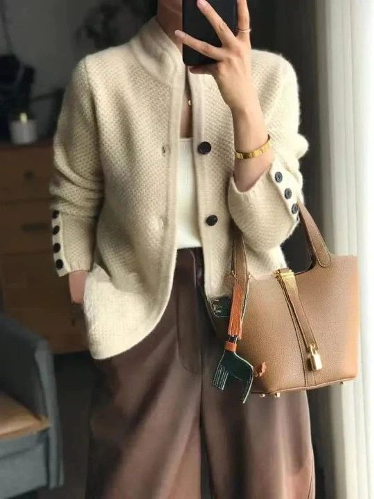 Oversized Button-Down Knit Cardigan for Women