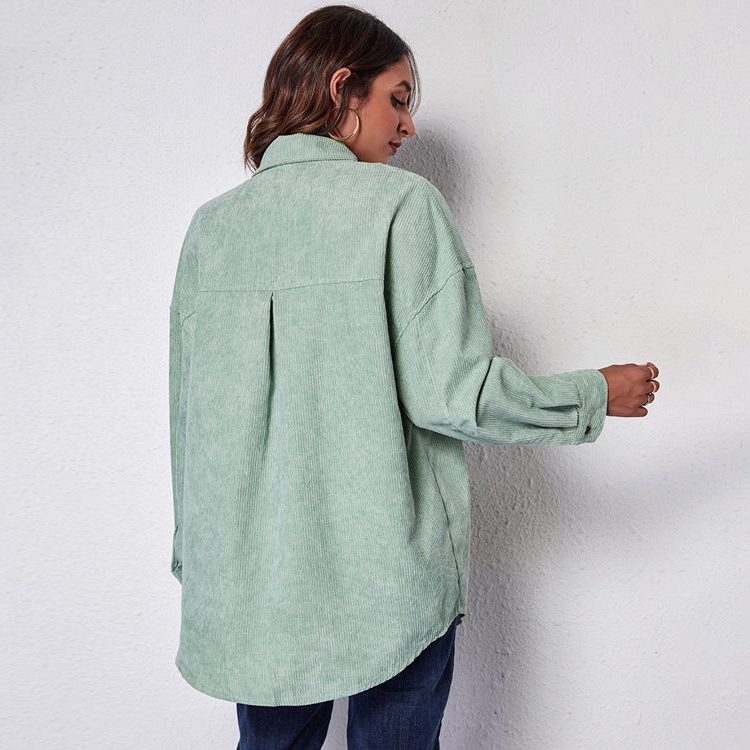 Oversized Button-Down Shirt Dress for Women - Light green