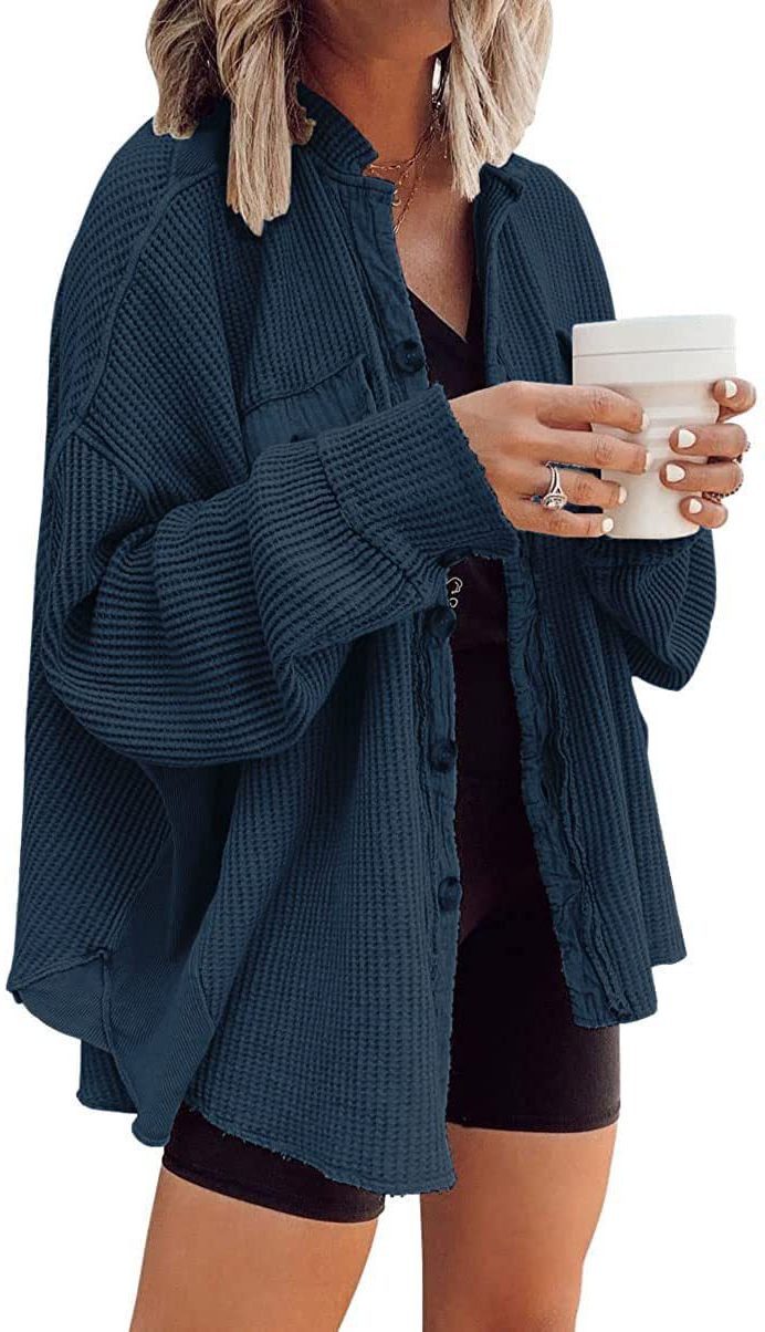 Oversized Button-Down Shirt Jacket for Women - View 9