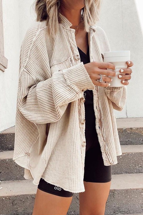 Oversized Button-Down Shirt Jacket for Women