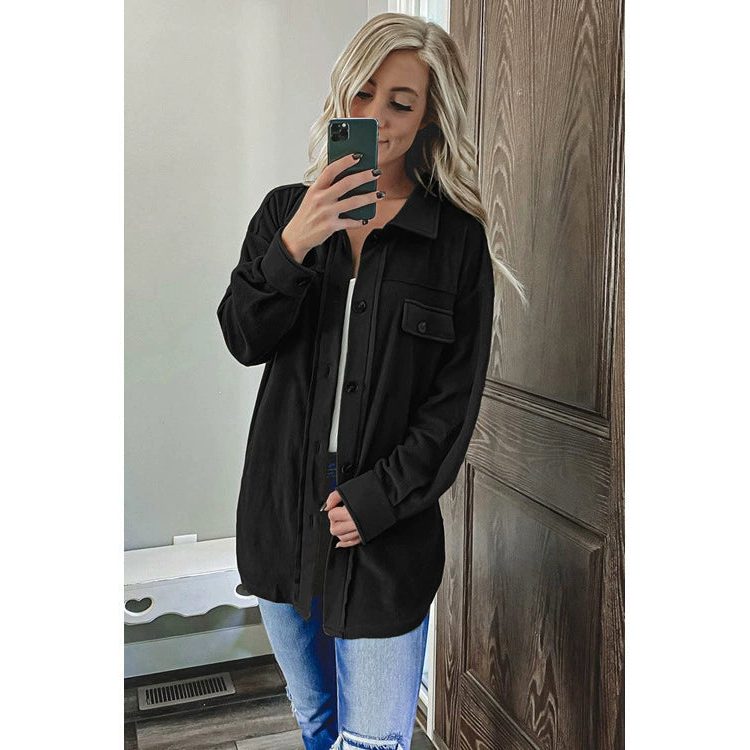 Oversized Button-Up Shirt Jacket for Women