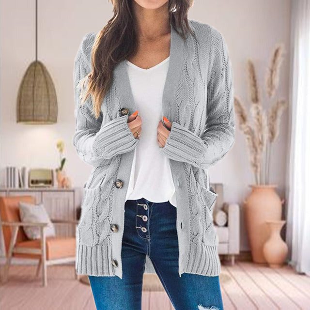 Oversized Cable Knit Cardigan for Women