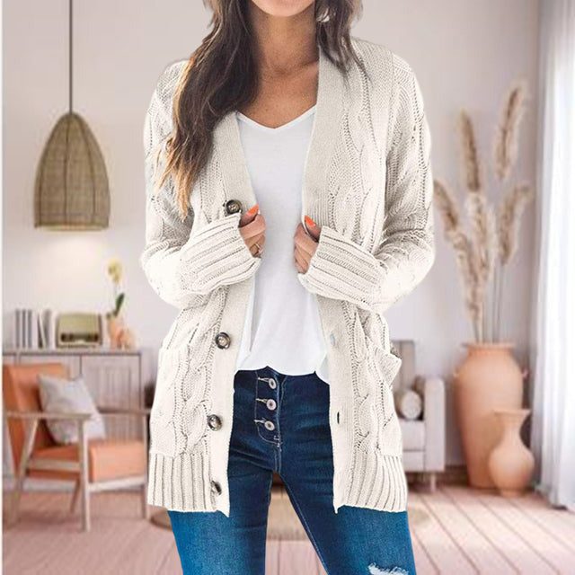 Oversized Cable Knit Cardigan for Women