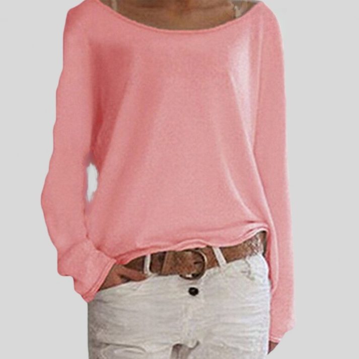 Oversized Crew Neck Knit Pullover for Women