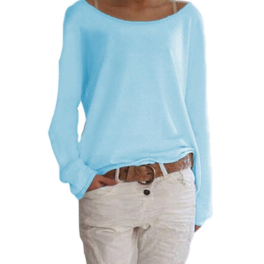 Oversized Crew Neck Knit Pullover for Women - View 6