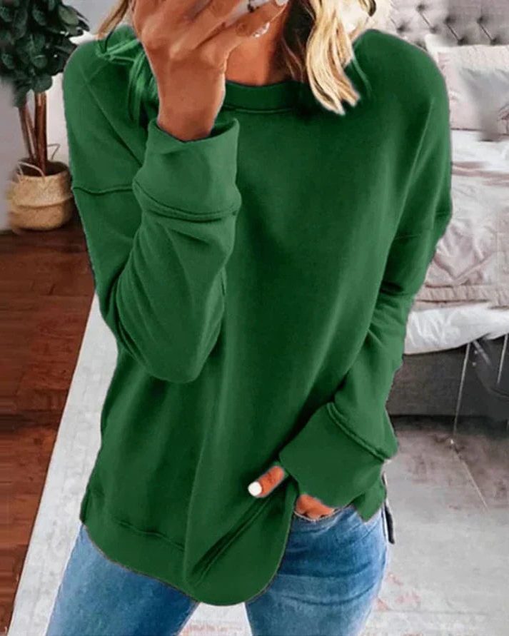 Oversized Crew Neck Sweatshirt for Women - Green