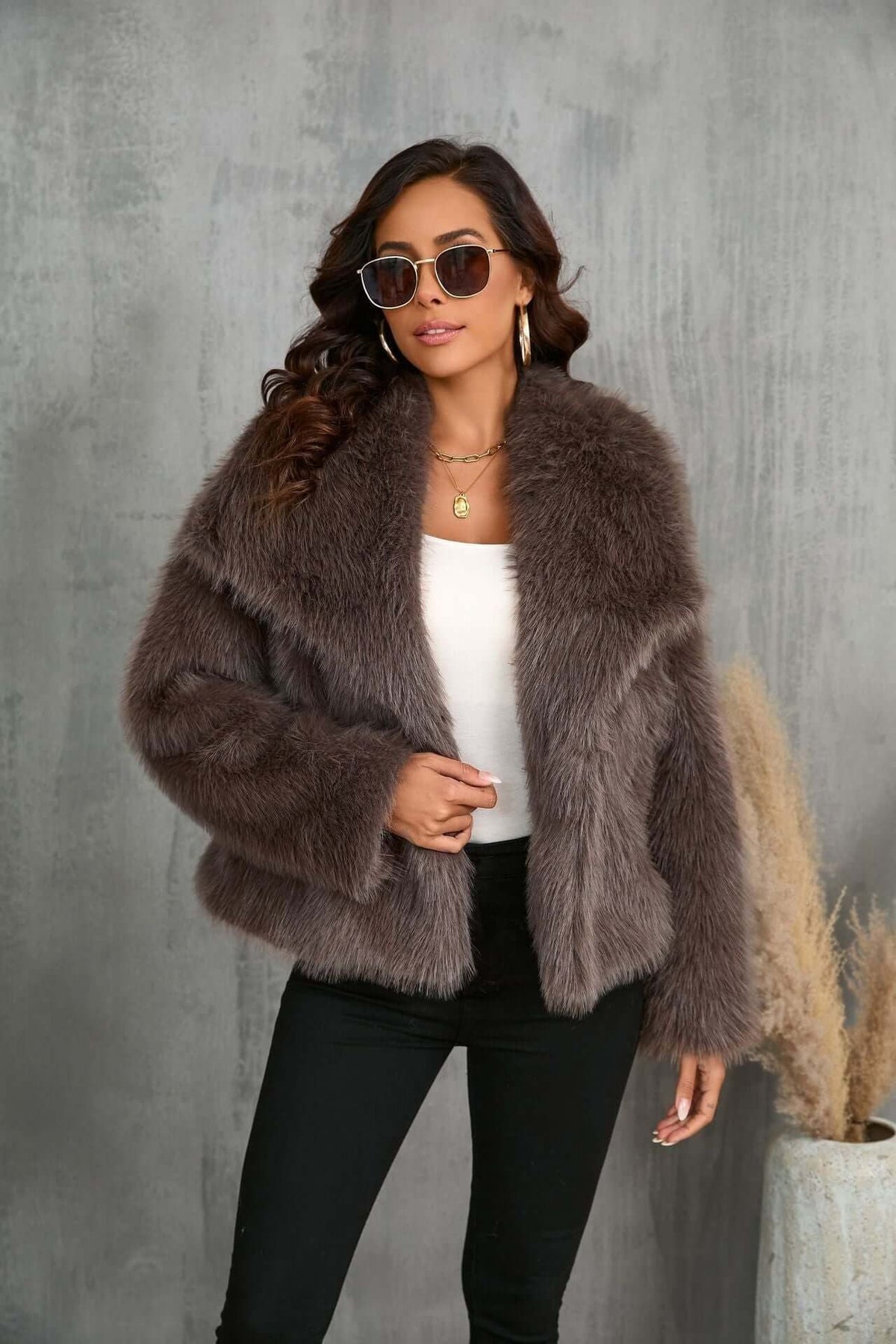 Oversized Faux Fur Jacket for Women