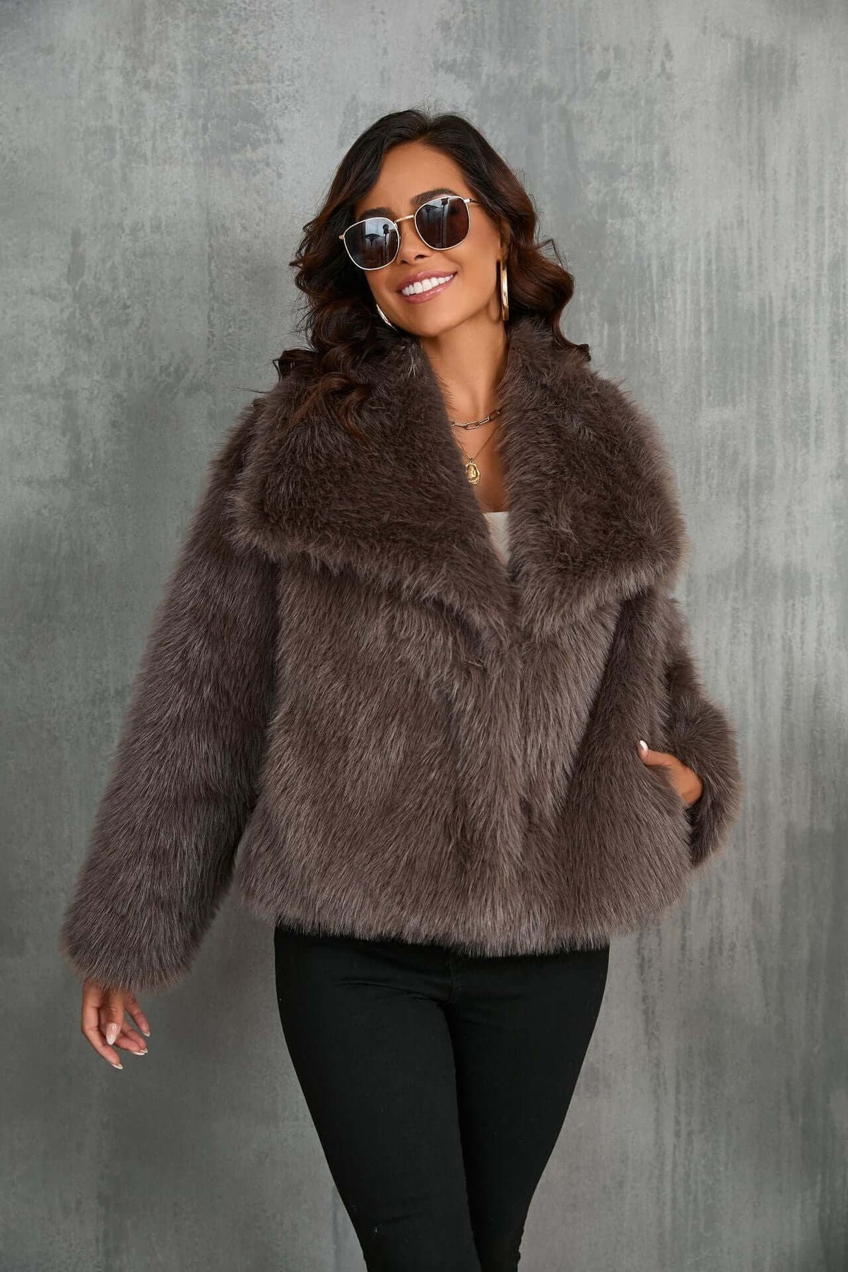 Oversized Faux Fur Jacket for Women - View 2