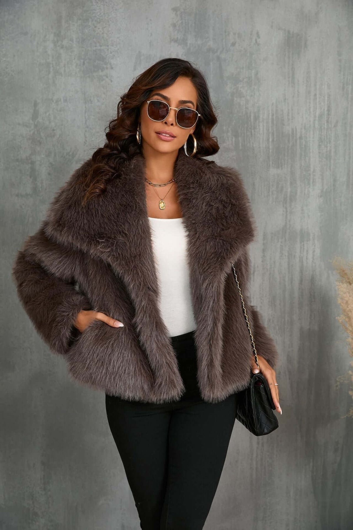 Oversized Faux Fur Jacket for Women - View 4