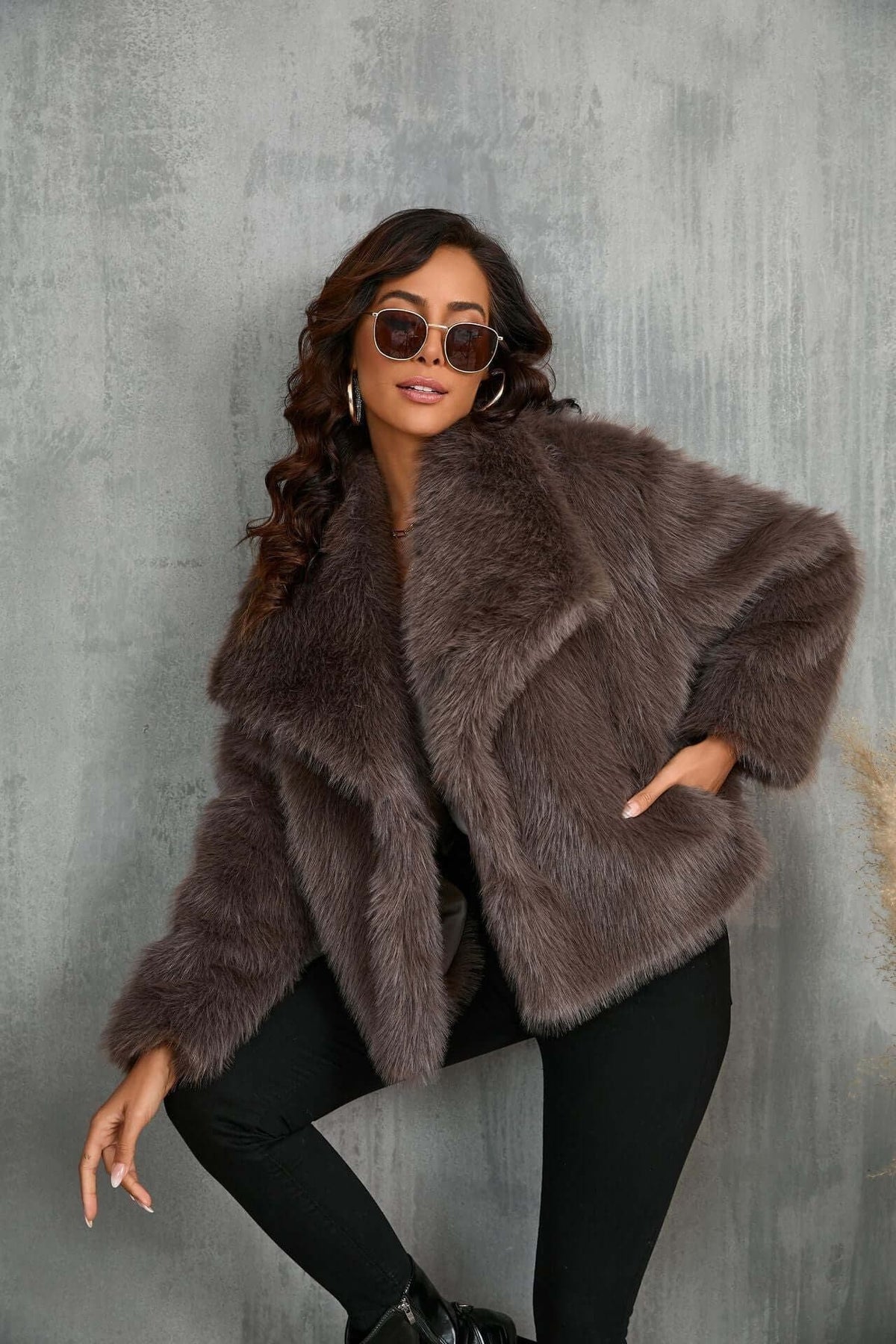 Oversized Faux Fur Jacket for Women - View 5