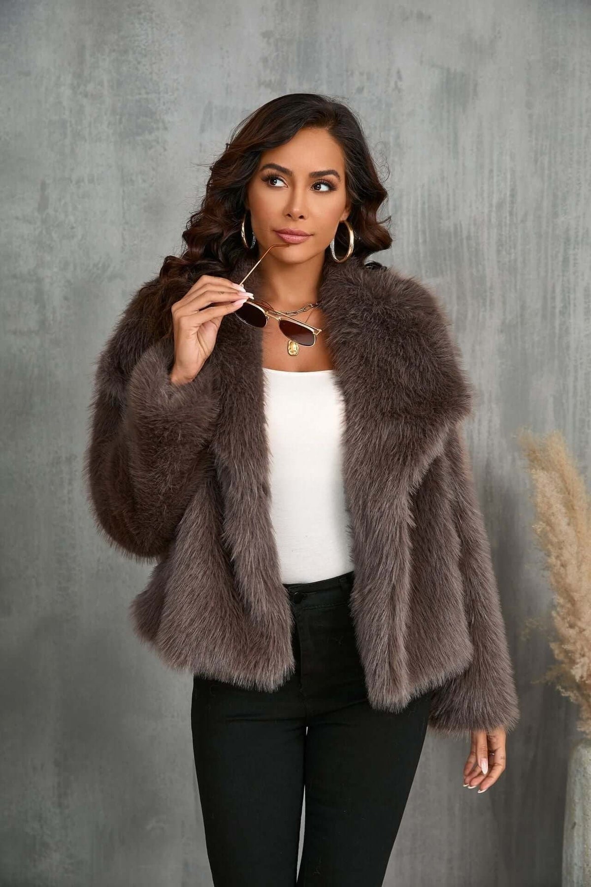 Oversized Faux Fur Jacket for Women - View 6
