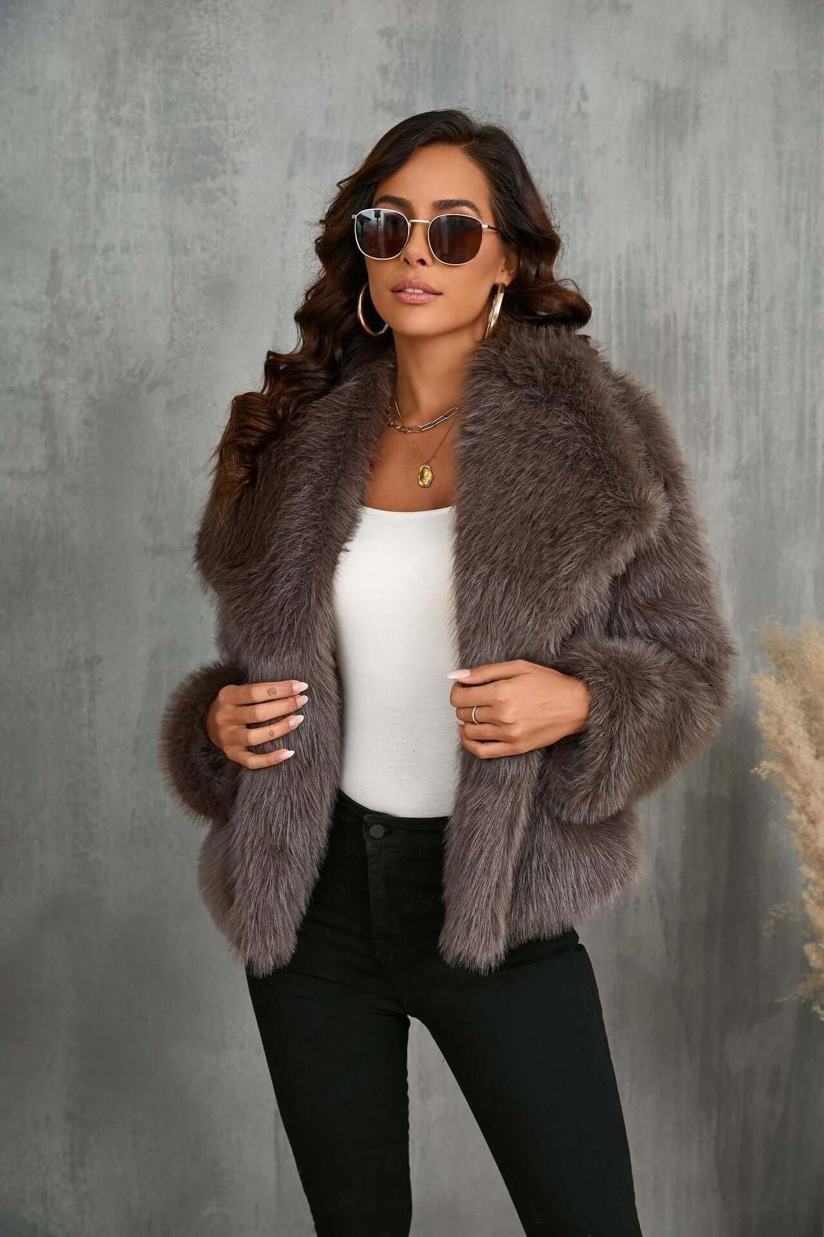 Oversized Faux Fur Jacket for Women - View 7