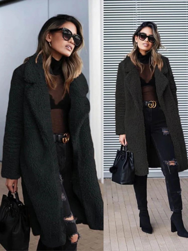 Oversized Faux Fur Long Coat for Women