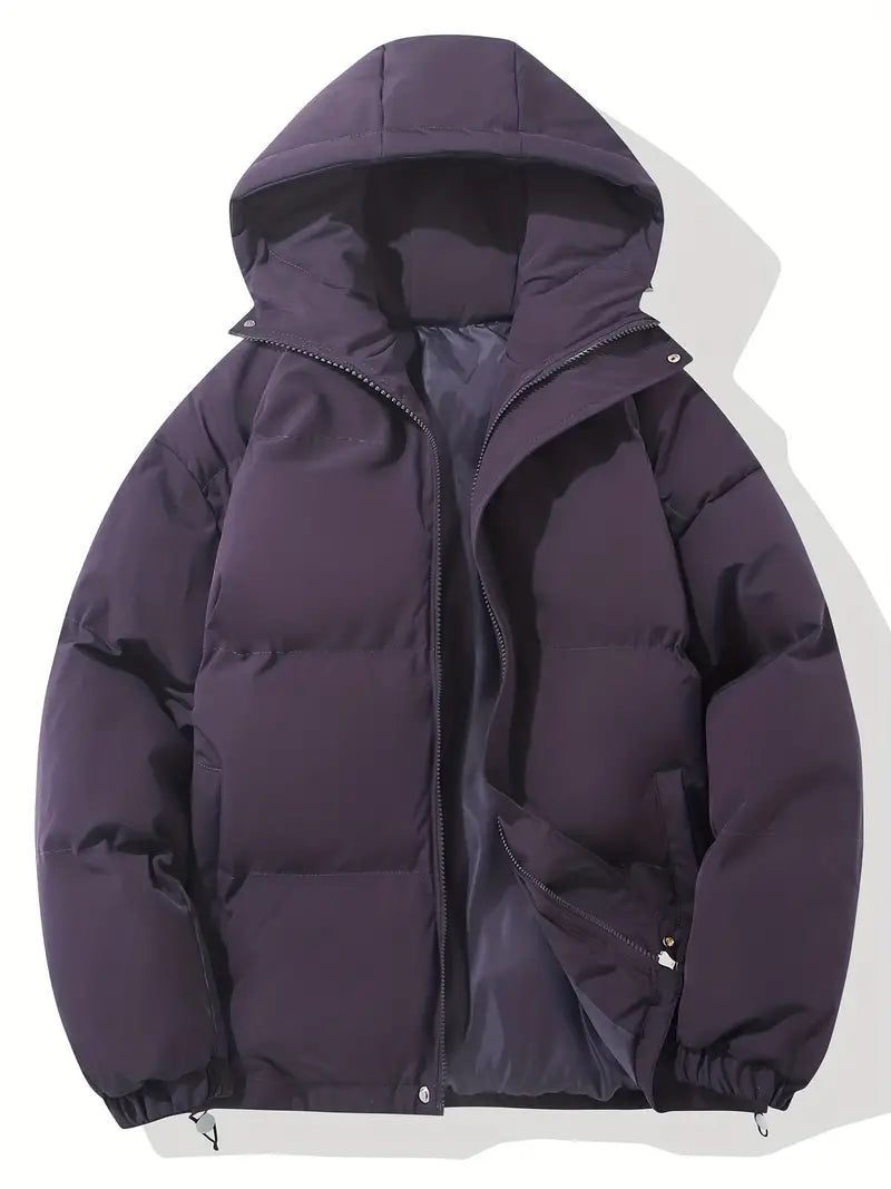 Oversized Hooded Puffer Jacket for Women - Purple