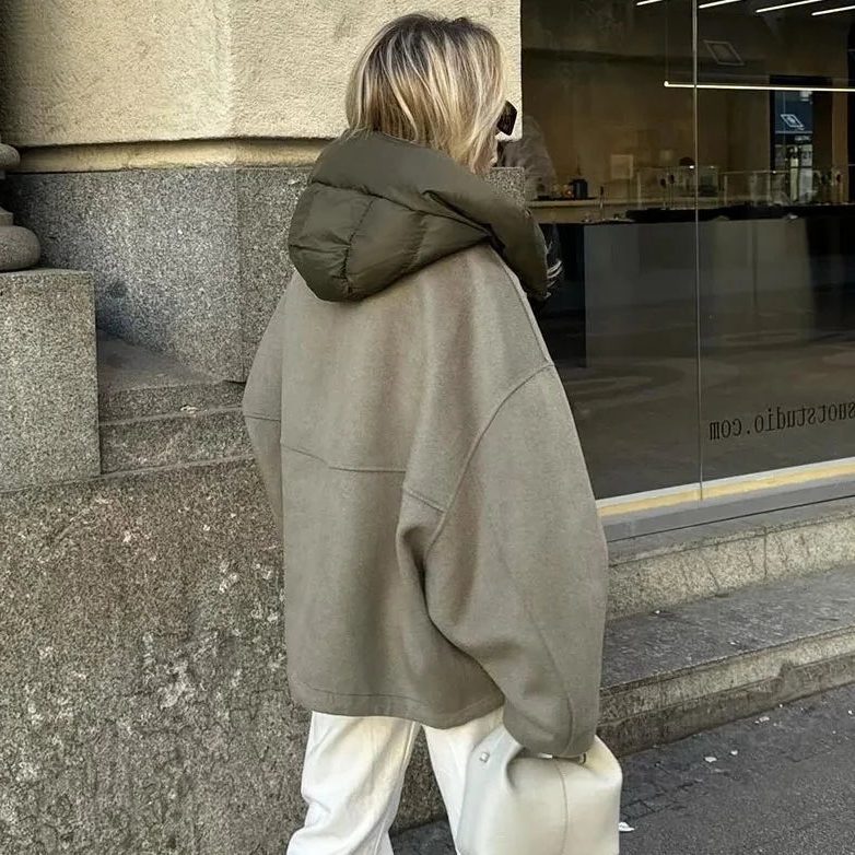 Oversized Hooded Sweatshirt Jacket for Women