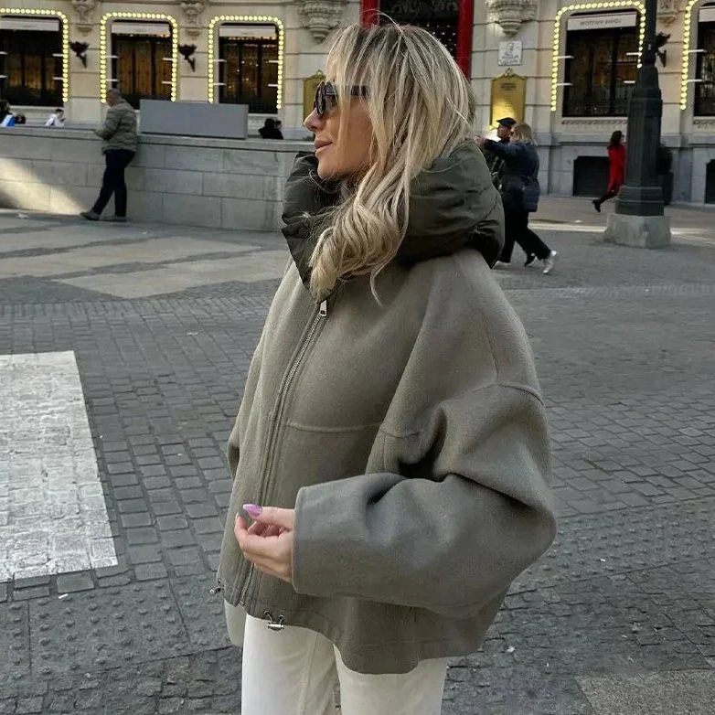 Oversized Hooded Sweatshirt Jacket for Women - View 3