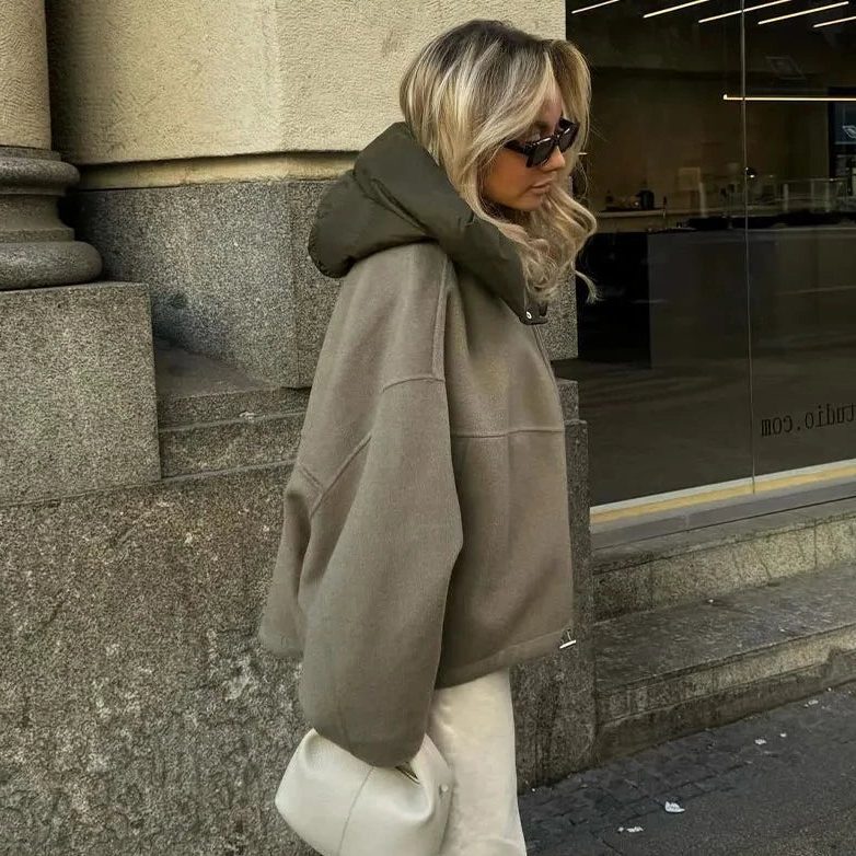 Oversized Hooded Sweatshirt Jacket for Women - View 4