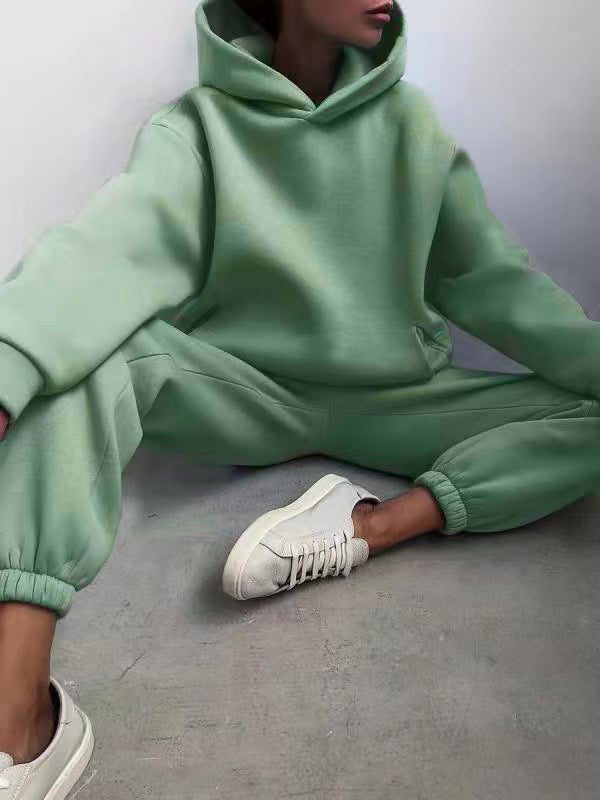 Oversized Hoodie Jogger Set for Women - Light Green